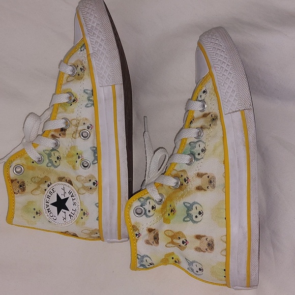 Converse CTAS Kids High-Top Sneakers with Dog Print Yellow Detail Size 13 - Picture 7 of 14